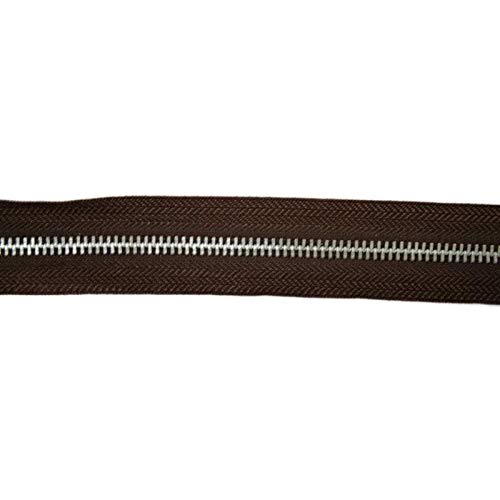 Endlosreißverschluss Metall, Aluminiumschiene, 5 Meter, inkl. 10 Autolock Zipper/Farbe: 04 - Dunkelbraun von Reißverschluss – endlos- Jajasio