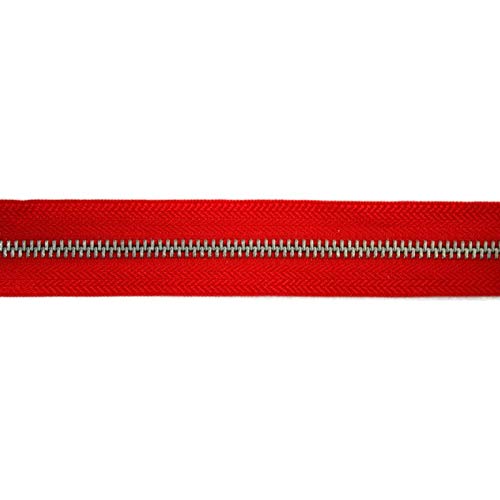 Endlosreißverschluss Metall, Aluminiumschiene, 5 Meter, inkl. 10 Autolock Zipper/Farbe: 05 - rot von Reißverschluss – endlos- Jajasio