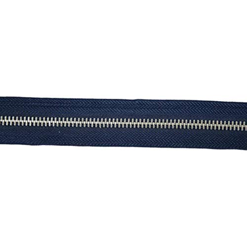 Endlosreißverschluss Metall, Aluminiumschiene, 5 Meter, inkl. 10 Autolock Zipper/Farbe: 07 - dunkelblau von Reißverschluss – endlos- Jajasio