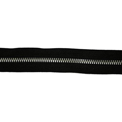 Endlosreißverschluss Metall, Aluminiumschiene, 5 Meter, inkl. 10 Autolock Zipper/Farbe: 10 - schwarz von Reißverschluss – endlos- Jajasio