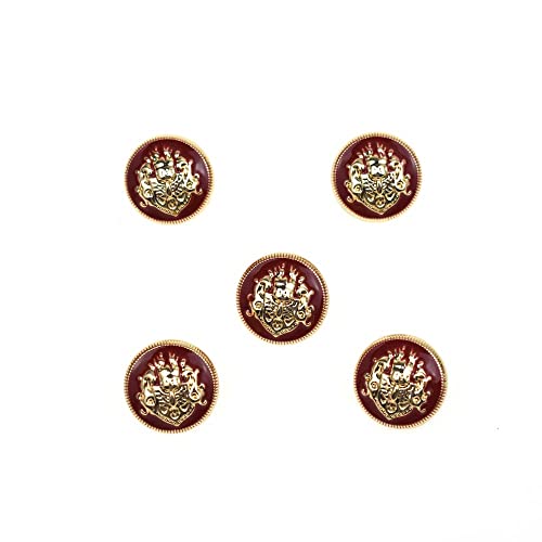 RELAND SUN Metallknöpfe im britischen Stil, 10–28 mm, für Kleidung, Mantel, Mode, Nähzubehör, Kleidungszubehör (goldfarben, rot, 15 mm), 5 Stück von Reland Sun