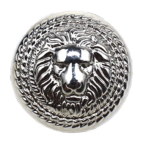 Reland Sun Metallknöpfe mit Löwenmuster, rund, zum Nähen, für Kleidung, Anzüge, Blazer, Jacke, Uniform, Handarbeit (helles Silber, 20 mm), 5 Stück von Reland Sun