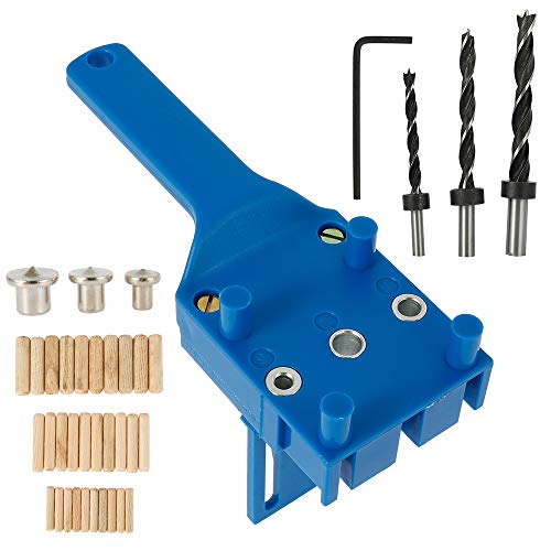 Bohrschablone mit Verstellbaren,Holzbearbeitung Doweling Jig Kit,Bohrlochgrößen Bohrführungsvorrichtung mit bohrer Tiefenstopps für vertikales Lochbohren für Ø 6/8/10 mm Holzdübel Geeignet,41 PCS von Relax love