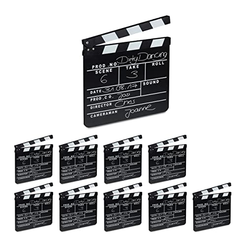 10 x Filmklappe Holz, Regieklappe zum Beschriften, Clapperboard, Szenenklappe, Hollywood Deko, HxB: 26 x 30 cm, schwarz 10 x Filmklappe Holz, Regieklappe zum Beschriften, Clapperboard, Szenenklappe, Hollywood Deko, HxB: 26 x 30 cm, schwarz von Relaxdays