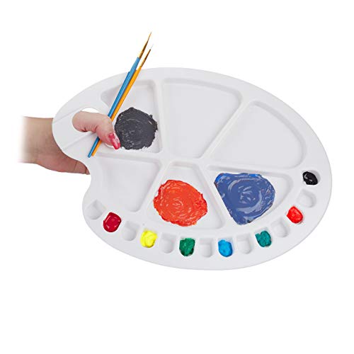 10 x Mischpalette für Farben, Malpalette mit Griffloch, für Schule und Künstler, mit 20 Mulden, Kunststoff, weiß 10 x Mischpalette für Farben, Malpalette mit Griffloch, für Schule und Künstler, mit 20 Mulden, Kunststoff, weiß von Relaxdays