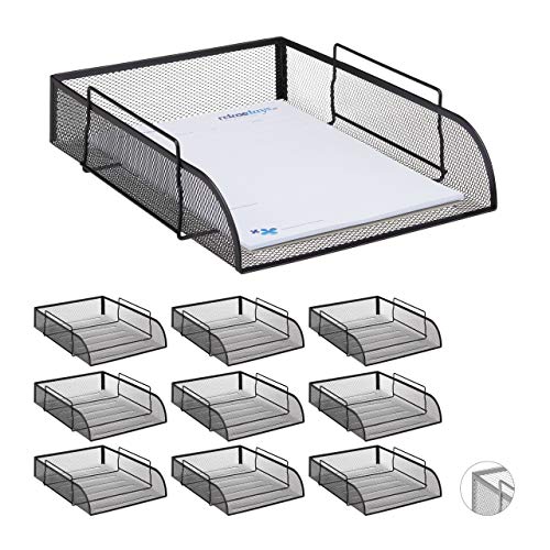 10 x stapelbare Dokumentenablage, Büro Briefablage aus Metall für DIN A4, Schreibtischablage BxT 26x33,5cm, schwarz 10 x stapelbare Dokumentenablage, Büro Briefablage aus Metall für DIN A4, Schreibtischablage BxT 26x33,5cm, schwarz von Relaxdays