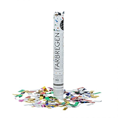 4 Konfetti Shooter 40cm, bunte Metallic Schnippsel Kanone f Hochzeit Geburtstag Party von Relaxdays