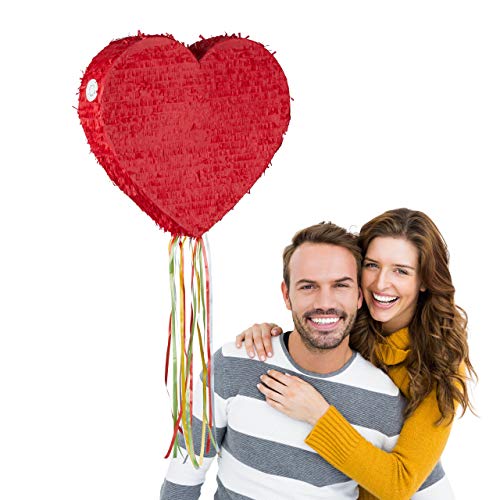 Relaxdays, rot Herzpinata zum Aufhängen, Kinder & Erwachsene, selbst Befüllen, Hochzeit, Verlobung, Valentinstag, Pinata, Papier, einzeln von Relaxdays