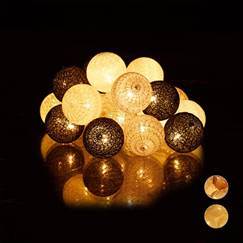 Relaxdays, weiß/grau/schwarz LED Lichterkette mit 20 Baumwollkugeln, batteriebetrieben, Stimmungslichter, Kugeln 6 cm Ø Relaxdays, weiß/grau/schwarz LED Lichterkette mit 20 Baumwollkugeln, batteriebetrieben, Stimmungslichter, Kugeln 6 cm Ø von Relaxdays