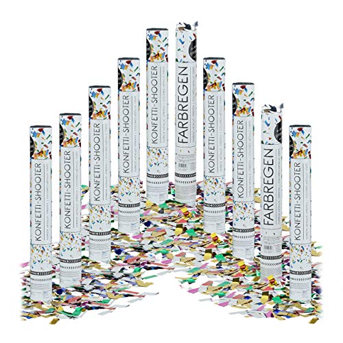 Relaxdays 10 x Party Popper 40 cm im Konfettikanonen Set, Konfetti Bombe für Hochzeit und Geburtstag, Konfetti Shooter 6-8 m Effekthöhe, bunt metallic Relaxdays 10 x Party Popper 40 cm im Konfettikanonen Set, Konfetti Bombe für Hochzeit und Geburtstag, Konfetti Shooter 6-8 m Effekthöhe, bunt metallic von Relaxdays