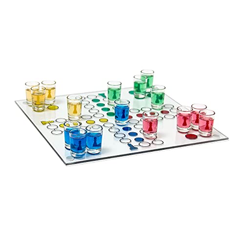 Relaxdays 10010181 Drinking Spiel, Partyspiel für Erwachsene, Brett, 2 Würfel & 16 Shotgläser, lustiges, bunt, Grau/Silber/Metallic, Trinkspiel Ludo Relaxdays 10010181 Drinking Spiel, Partyspiel für Erwachsene, Brett, 2 Würfel & 16 Shotgläser, lustiges, bunt, Grau/Silber/Metallic, Trinkspiel Ludo von Relaxdays