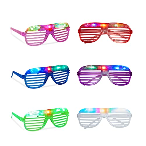 Relaxdays Partybrille mit LED-Licht, leuchtend, Atzenbrille, Accessoire Fasching, Karneval, Gitterbrille, Nerdbrille von Relaxdays