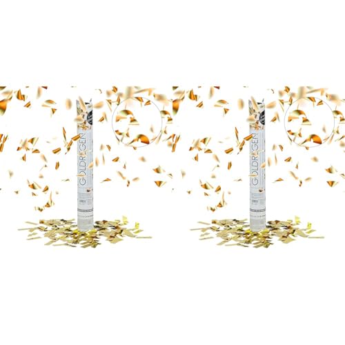 Relaxdays 10020853 Party-Popper 40 cm, 6-8m Effekthöhe, Konfetti-Shooter, Konfetti-Kanone, Gold (Packung mit 2) von Relaxdays