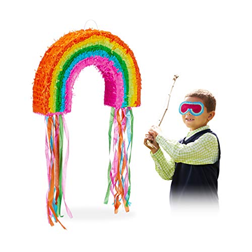 Relaxdays 10025179 Regenbogenfarben Regenbogen Aufhängen, für Kinder, Mädchen & Jungs, Geburtstag, zum selbst Befüllen, Piñata, bunt, Pinata einzeln von Relaxdays