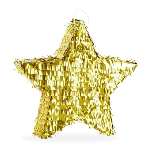 Relaxdays 10025183 Pinata Stern, zum Aufhängen, für Kinder, Mädchen & Jungen, zum selbst Befüllen, aus Papier, Piñata, Gold Relaxdays 10025183 Pinata Stern, zum Aufhängen, für Kinder, Mädchen & Jungen, zum selbst Befüllen, aus Papier, Piñata, Gold von Relaxdays
