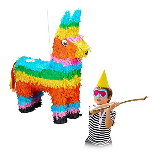 Relaxdays 10026371 Pinata Lama, zum Aufhängen, für Kinder, Mädchen & Jungs, Geburtstag, zum selbst Befüllen, Esel Piñata, bunt von Relaxdays