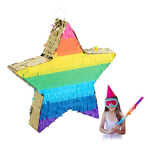 Relaxdays 10031478 Pinata Stern, Partypinata zum Befüllen, Kinder & Erwachsene, Regenbogen, Schlagpinata zum Aufhängen, bunt-gold Relaxdays 10031478 Pinata Stern, Partypinata zum Befüllen, Kinder & Erwachsene, Regenbogen, Schlagpinata zum Aufhängen, bunt-gold von Relaxdays
