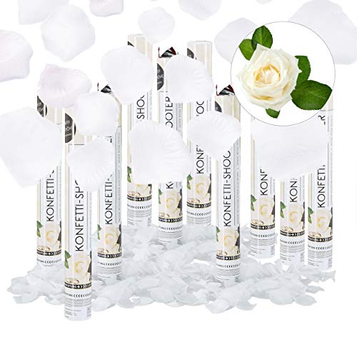 Relaxdays 10er Set Partypopper Rosenblätter, 40 cm, für Hochzeit und Verlobung, Konfettikanone bis 8 m Höhe, Konfettiregen, weiß Relaxdays 10er Set Partypopper Rosenblätter, 40 cm, für Hochzeit und Verlobung, Konfettikanone bis 8 m Höhe, Konfettiregen, weiß von Relaxdays