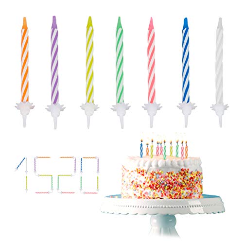 1520 teiliges Geburtstagskerzen Set, Kerzenset mit Haltern, Kuchenkerzen für Geburtstagsdeko, Partykerzen 6 cm, bunt von Relaxdays
