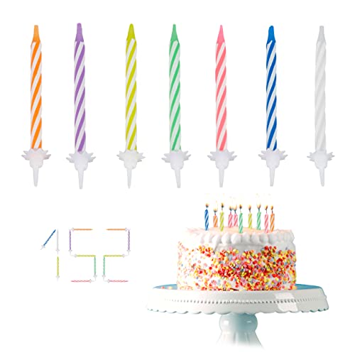1520 teiliges Geburtstagskerzen Set, Kerzenset mit Haltern, Kuchenkerzen für Geburtstagsdeko, Partykerzen 6 cm, bunt von Relaxdays