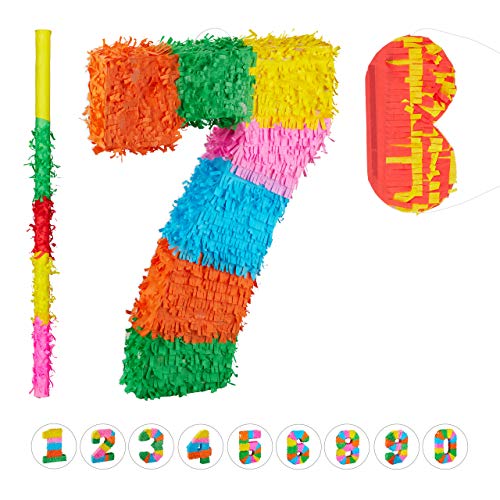 Relaxdays 3 TLG. Pinata Set Geburtstag, Zahl 7, Pinatastab mit Augenmaske, Kinder & Erwachsene, Piñata zum selbst Befüllen, bunt Relaxdays 3 TLG. Pinata Set Geburtstag, Zahl 7, Pinatastab mit Augenmaske, Kinder & Erwachsene, Piñata zum selbst Befüllen, bunt von Relaxdays