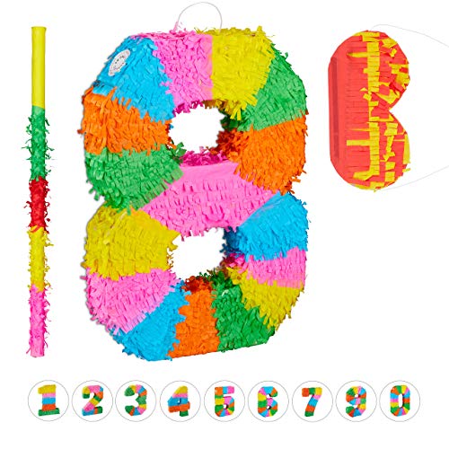 Relaxdays 3 TLG. Pinata Set Geburtstag, Zahl 8, Pinatastab mit Augenmaske, Kinder & Erwachsene, Piñata zum selbst Befüllen, bunt Relaxdays 3 TLG. Pinata Set Geburtstag, Zahl 8, Pinatastab mit Augenmaske, Kinder & Erwachsene, Piñata zum selbst Befüllen, bunt von Relaxdays