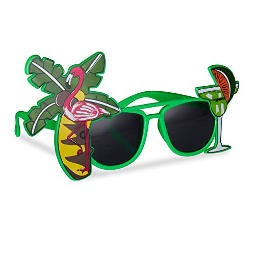 Relaxdays 3x Partybrille Hawaii, lustige Sonnenbrille mit Palme u. Cocktail, Gagbrille Flamingo, Spaßbrille Karneval, grün Relaxdays 3x Partybrille Hawaii, lustige Sonnenbrille mit Palme u. Cocktail, Gagbrille Flamingo, Spaßbrille Karneval, grün von Relaxdays