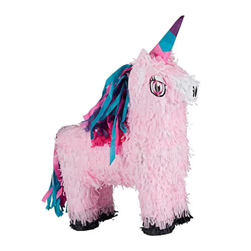 Relaxdays 4 TLG. Pinata Set Einhorn rosa, XXL Konfetti Sack, Pinatastab mit Augenmaske, Unicorn Piñata, Stock & Augenbinde, bunt von Relaxdays