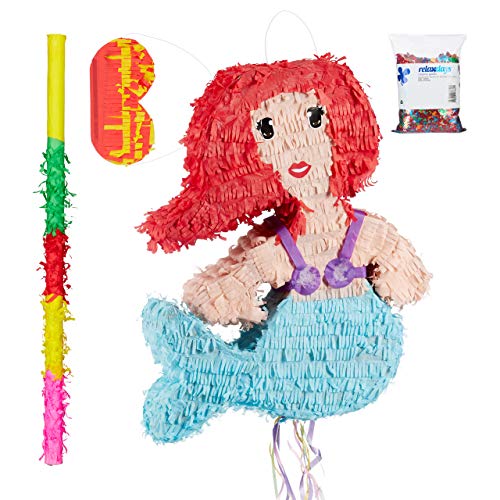 Relaxdays 4 TLG. Pinata Set Meerjungfrau, XXL Konfetti Sack 0,28 kg, Pinatastab & Augenmaske, Piñata, Pinatastock & Maske, bunt Relaxdays 4 TLG. Pinata Set Meerjungfrau, XXL Konfetti Sack 0,28 kg, Pinatastab & Augenmaske, Piñata, Pinatastock & Maske, bunt von Relaxdays