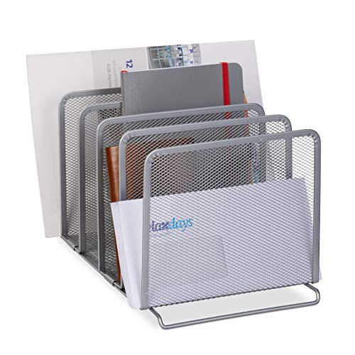 Relaxdays 4 x Katalogsammler, 5 Fächer, freistehender Dokumentenhalter aus Metall, Mesh Design, 19 x 20,5 x 37,5 cm, silber Relaxdays 4 x Katalogsammler, 5 Fächer, freistehender Dokumentenhalter aus Metall, Mesh Design, 19 x 20,5 x 37,5 cm, silber von Relaxdays