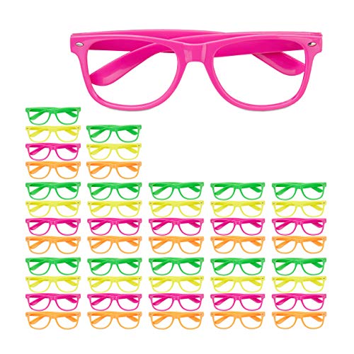 Relaxdays 48 x Partybrille, lustige Brillen für Fasching & Karneval, Neon Brillen, One Size, HxBxT: 4,5 x 14,5 x 15 cm, bunt von Relaxdays
