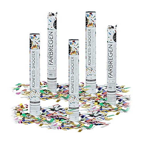 Relaxdays 5 x Party Popper 40 cm im Konfettikanonen Set, Konfetti Bombe für Hochzeit und Geburtstag, Konfetti Shooter 6-8 m Effekthöhe, bunt metallic Relaxdays 5 x Party Popper 40 cm im Konfettikanonen Set, Konfetti Bombe für Hochzeit und Geburtstag, Konfetti Shooter 6-8 m Effekthöhe, bunt metallic von Relaxdays