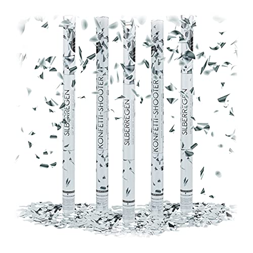 Relaxdays 5 x Party Popper 80 cm im Konfettikanonen Set, Konfetti Bombe für Hochzeit und Geburtstag, Konfetti Shooter, 6-8 m Effekthöhe, Silber metallic Relaxdays 5 x Party Popper 80 cm im Konfettikanonen Set, Konfetti Bombe für Hochzeit und Geburtstag, Konfetti Shooter, 6-8 m Effekthöhe, Silber metallic von Relaxdays