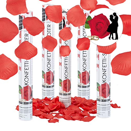 Relaxdays 5er Set Party Popper 40 cm Rosenblätter, rote Rosen, bis 8 m Effekthöhe, für Hochzeit und Verlobung, Konfettiregen, rot Relaxdays 5er Set Party Popper 40 cm Rosenblätter, rote Rosen, bis 8 m Effekthöhe, für Hochzeit und Verlobung, Konfettiregen, rot von Relaxdays