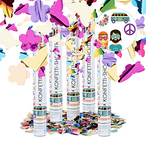 Relaxdays 5er Set Party Popper bunt mit Schmetterlingen, Blumen, Konfetti Kanone für Mottopartys, 40 cm Party Shooter, Mehrfarbig Relaxdays 5er Set Party Popper bunt mit Schmetterlingen, Blumen, Konfetti Kanone für Mottopartys, 40 cm Party Shooter, Mehrfarbig von Relaxdays