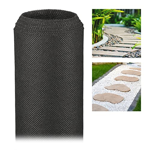 Relaxdays 6 x Unkrautvlies, 50 g/m², 5 m, Pflanzenschutz, wasserdurchlässig, UV-beständig, Starkes Gartenvlies, schwarz von Relaxdays
