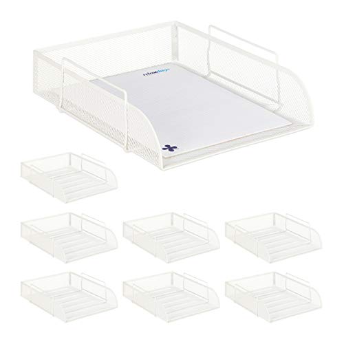 8 x stapelbare Dokumentenablage, für DIN A4, Gitter Design, Briefablage fürs Büro, Metall, B x T: 25 x 34 cm, weiß 8 x stapelbare Dokumentenablage, für DIN A4, Gitter Design, Briefablage fürs Büro, Metall, B x T: 25 x 34 cm, weiß von Relaxdays