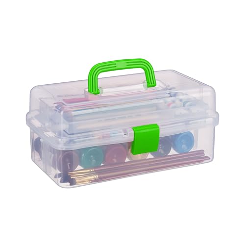 Relaxdays Aufbewahrungsbox 9 Fächer, Sortierbox Bastelmaterial, Künstlerbedarf, HBT 14 x 33 x 19,5 cm, transparent-grün Relaxdays Aufbewahrungsbox 9 Fächer, Sortierbox Bastelmaterial, Künstlerbedarf, HBT 14 x 33 x 19,5 cm, transparent-grün von Relaxdays
