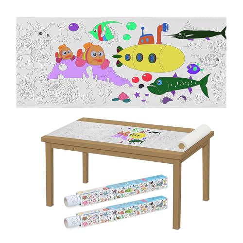 Relaxdays Ausmaltischdecke Kinder, 2er Set, Malpapier 3 m, selbstklebend, Meer, Zeichenrolle zum Bemalen, Papier, weiß Relaxdays Ausmaltischdecke Kinder, 2er Set, Malpapier 3 m, selbstklebend, Meer, Zeichenrolle zum Bemalen, Papier, weiß von Relaxdays
