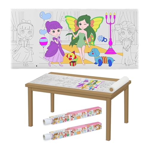 Relaxdays Ausmaltischdecke Kinder, 2er Set, Malpapier 3 m, selbstklebend, Prinzessin, Zeichenrolle malen, Papier, weiß Relaxdays Ausmaltischdecke Kinder, 2er Set, Malpapier 3 m, selbstklebend, Prinzessin, Zeichenrolle malen, Papier, weiß von Relaxdays