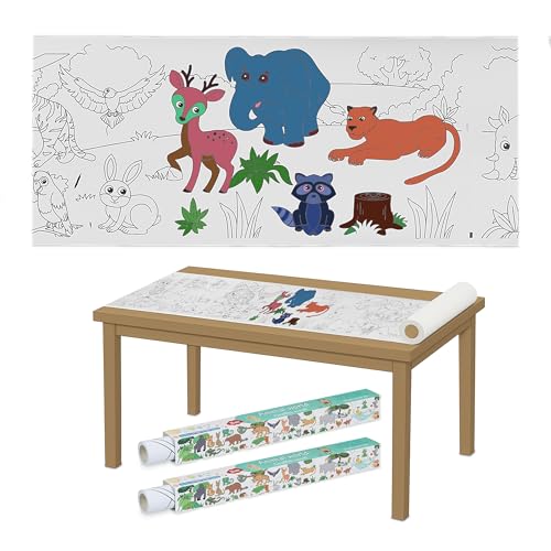 Relaxdays Ausmaltischdecke Kinder, 2er Set, Malpapier 3 m, selbstklebend, Tiere, Zeichenrolle zum Bemalen, Papier, weiß Relaxdays Ausmaltischdecke Kinder, 2er Set, Malpapier 3 m, selbstklebend, Tiere, Zeichenrolle zum Bemalen, Papier, weiß von Relaxdays