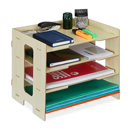 Relaxdays Briefablage, Büro Organizer MDF, A4 Papier, 3 Fächer, leichte Dokumentenablage HBT 27 x 32,5 x 25 cm, Natur Relaxdays Briefablage, Büro Organizer MDF, A4 Papier, 3 Fächer, leichte Dokumentenablage HBT 27 x 32,5 x 25 cm, Natur von Relaxdays
