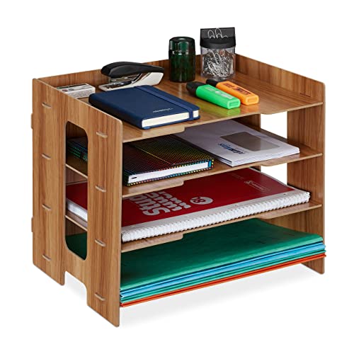 Relaxdays Briefablage, Büro Organizer aus MDF, A4 Papier, 3 Fächer, Dokumentenablage HBT: 27 x 32,5 x 25 cm, Dunkelbraun Relaxdays Briefablage, Büro Organizer aus MDF, A4 Papier, 3 Fächer, Dokumentenablage HBT: 27 x 32,5 x 25 cm, Dunkelbraun von Relaxdays