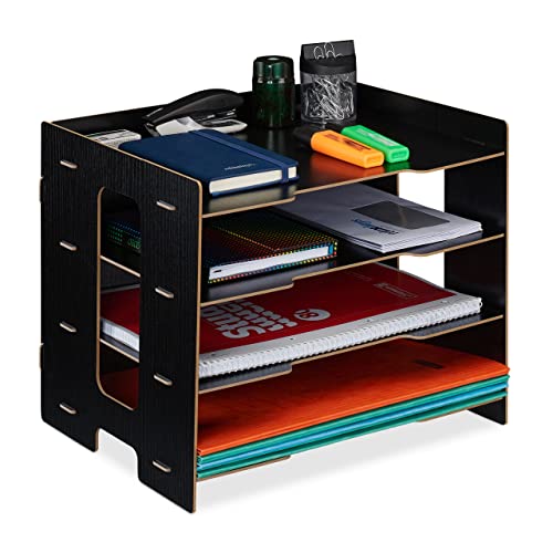 Relaxdays Briefablage, Büro Organizer aus MDF, A4 Papier, 3 Fächer, Dokumentenablage HxBxT: 27 x 32,5 x 25 cm, schwarz Relaxdays Briefablage, Büro Organizer aus MDF, A4 Papier, 3 Fächer, Dokumentenablage HxBxT: 27 x 32,5 x 25 cm, schwarz von Relaxdays
