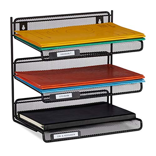 Relaxdays Briefablage Metall, 3 Fächer zum Beschriften, A4, Büro & Arbeitszimmer, Wandmontage, HBT 32x33x25 cm, schwarz, Stahl, 32 x 33 x 25 cm Relaxdays Briefablage Metall, 3 Fächer zum Beschriften, A4, Büro & Arbeitszimmer, Wandmontage, HBT 32x33x25 cm, schwarz, Stahl, 32 x 33 x 25 cm von Relaxdays