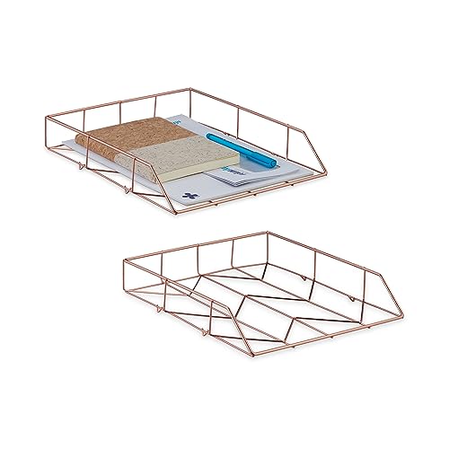 Relaxdays Briefablage, 2er Set, Metall, Dokumentenablage, HBT: 5,5 x 26 x 31,5 cm, Büro Schreibtischablage, roségold Relaxdays Briefablage, 2er Set, Metall, Dokumentenablage, HBT: 5,5 x 26 x 31,5 cm, Büro Schreibtischablage, roségold von Relaxdays