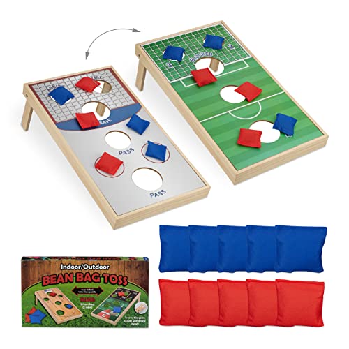 Relaxdays Cornhole, Wurfspiel Set, 10 Sandsäcke, Bean Bag Spiel, HxBxT: 18 x 29 x 58 cm, Indoor & Outdoor, mehrfarbig von Relaxdays