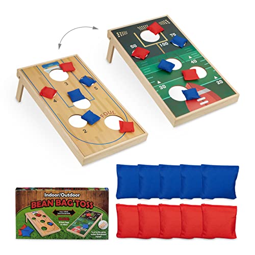 Relaxdays Cornhole Wurfspiel, 10 Bean Bags, Geschicklichkeitsspiel, HxBxT: 18 x 29 x 58 cm, Indoor & Outdoor, Mehrfarbig von Relaxdays