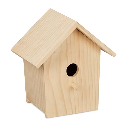 Relaxdays Deko Vogelhaus, Holz, Vogelhäuschen zum Aufhängen, HxBxT: 21 x 19 x 14 cm, Vogelvilla Garten, Balkon, Natur von Relaxdays