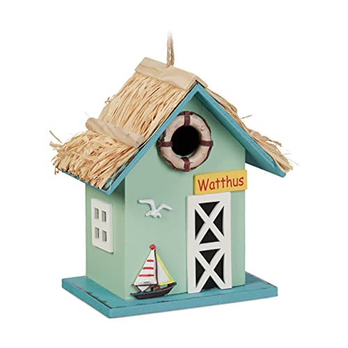 Relaxdays Deko Vogelhaus, Strandhausstil, Holz, zum Aufhängen, HxBxT: 24,5 x 19 x 13,5 cm, Vogelvilla für Garten, bunt Relaxdays Deko Vogelhaus, Strandhausstil, Holz, zum Aufhängen, HxBxT: 24,5 x 19 x 13,5 cm, Vogelvilla für Garten, bunt von Relaxdays